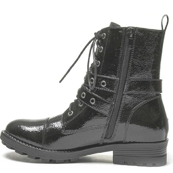 1 LEFT! Patent Leather Punk Rock Combat Booties - Picture 6 of 7